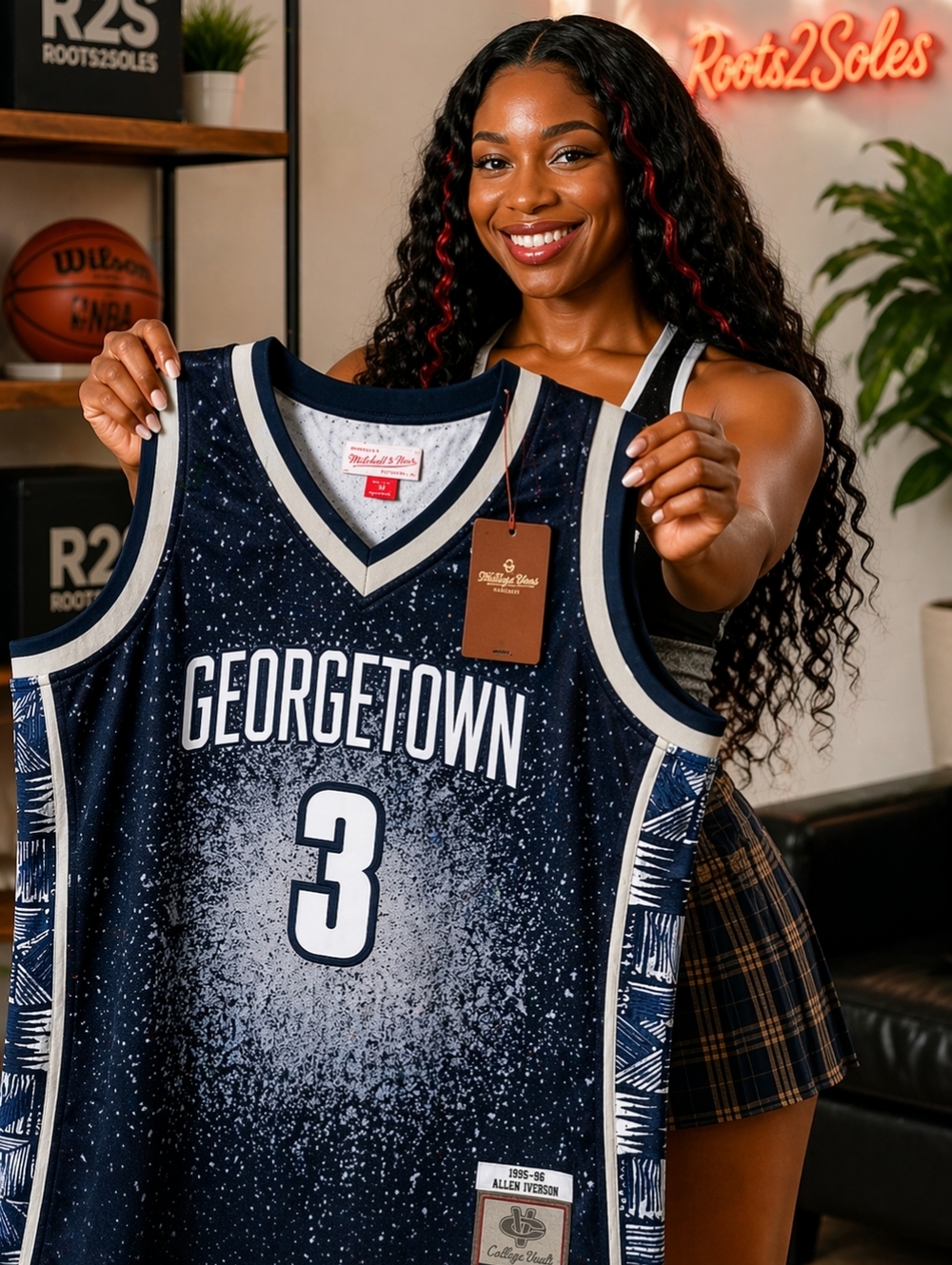 Medium Allen Iverson Georgetown Hoyas Mitchell Ness NCAA SWINGMAN Jersey